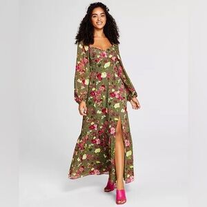 Bar III Womens Printed Bustier Side-Slit Maxi Dress